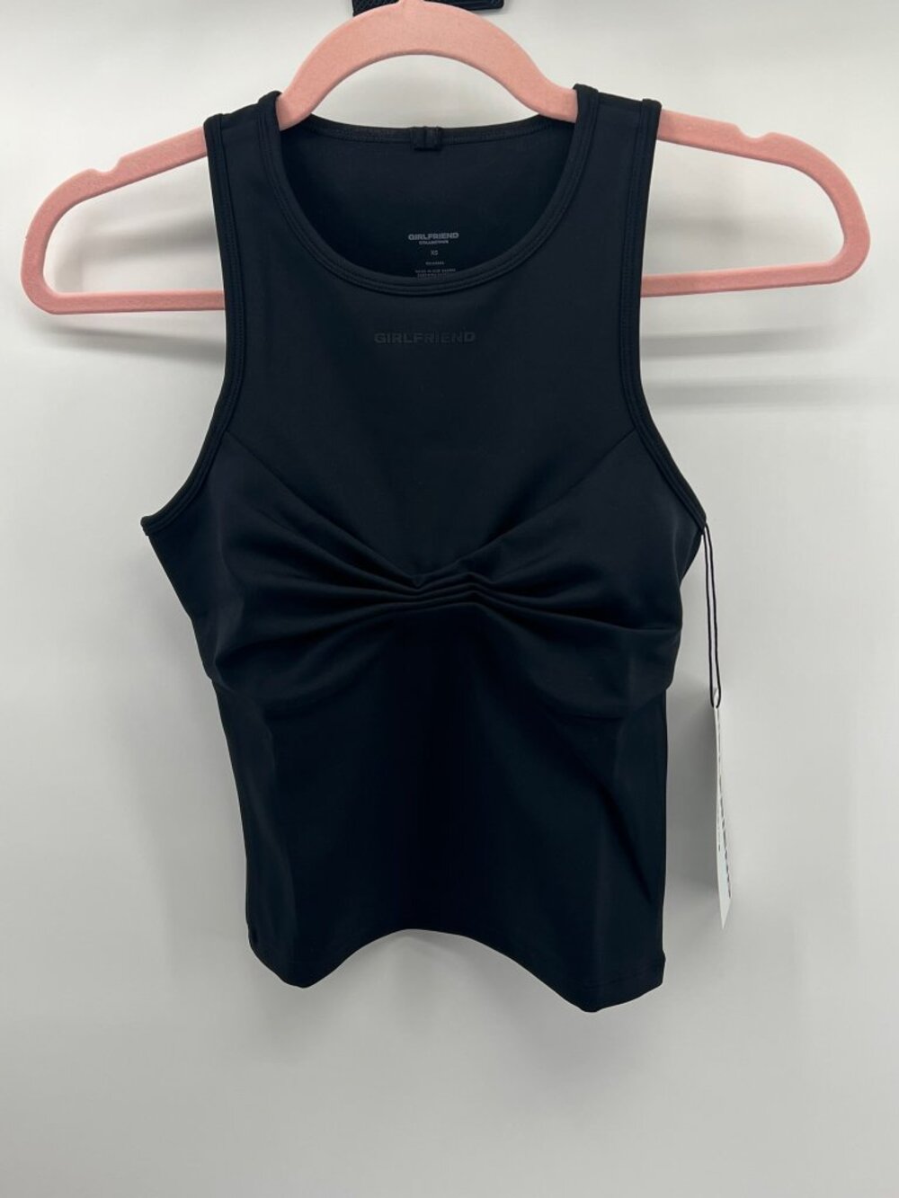 Girlfriend Collective Black Quinn Ruched Front Tank Top Size XS NWT